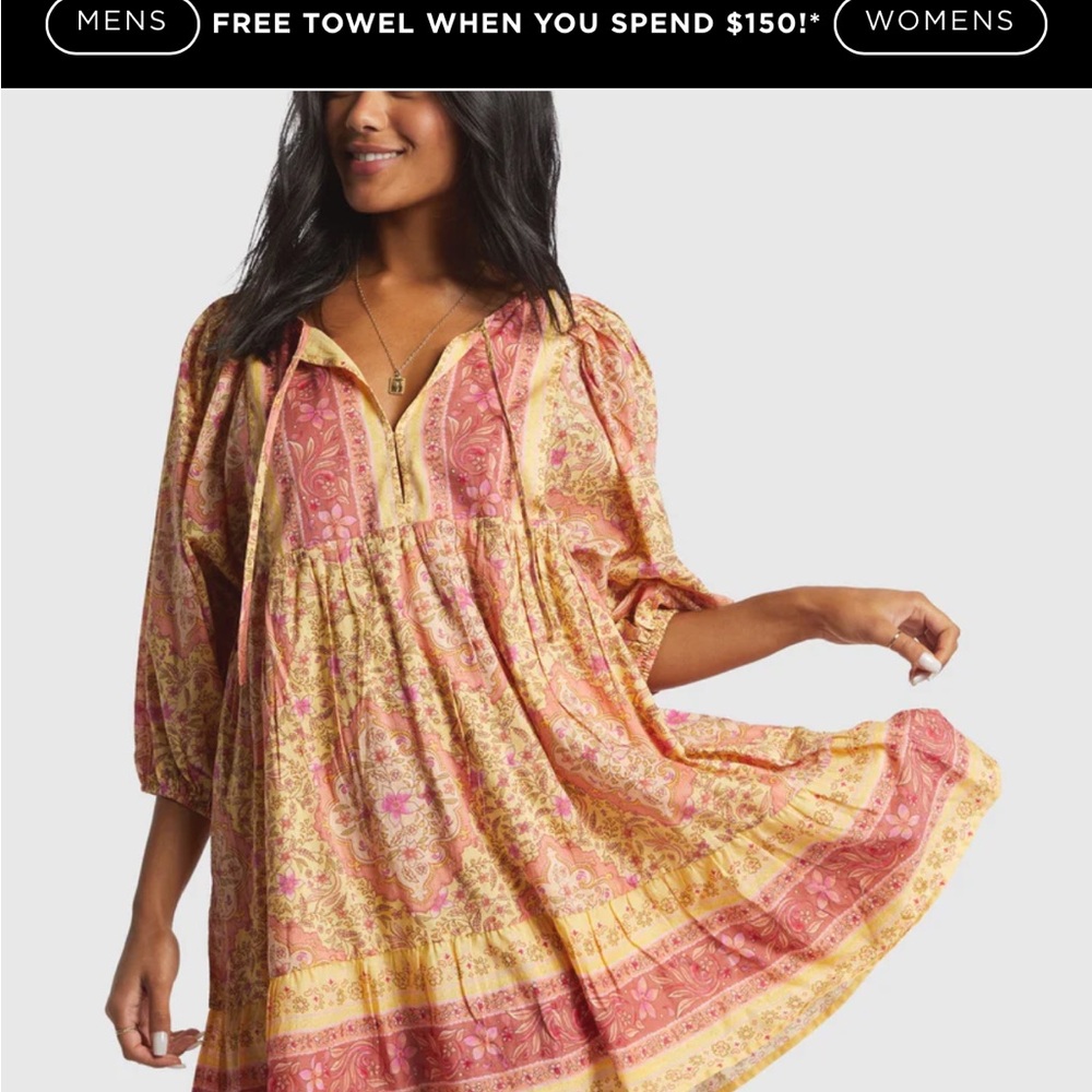 Billabong Pink and Yellow Floral Mini Dress
